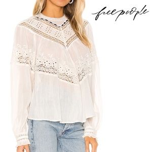 Free People Abigail Victorian Top in Ivory